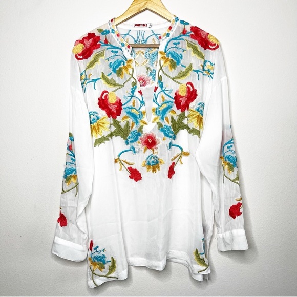Johnny Was Vagabound Blouse Floral Embroidered Tunic  Blouse Boho - Picture 5 of 13